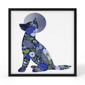 Floral Moon Dog Art Print