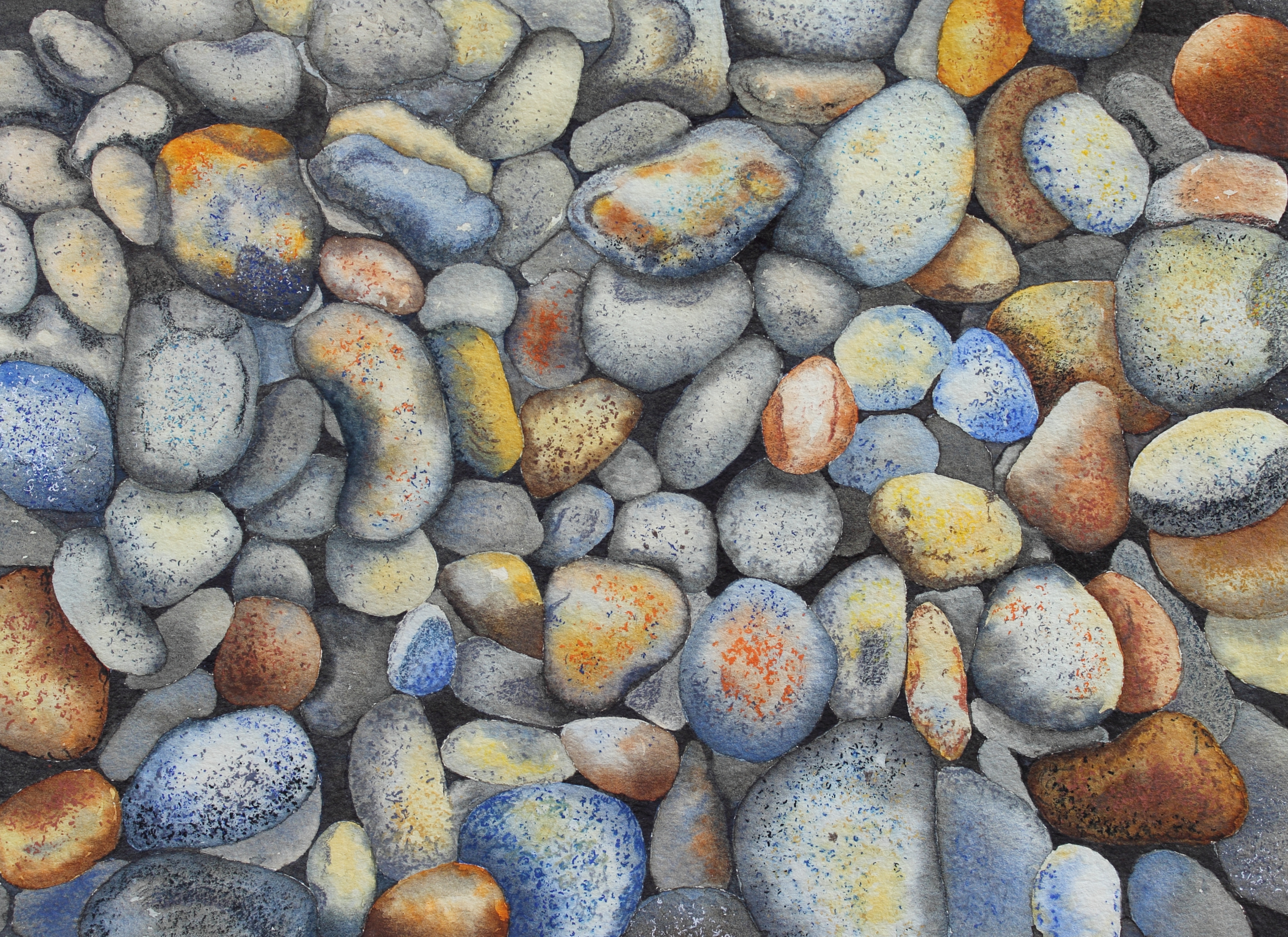 Beach Pebbles in Watercolour
