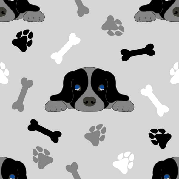 fabric swatch black puppies
