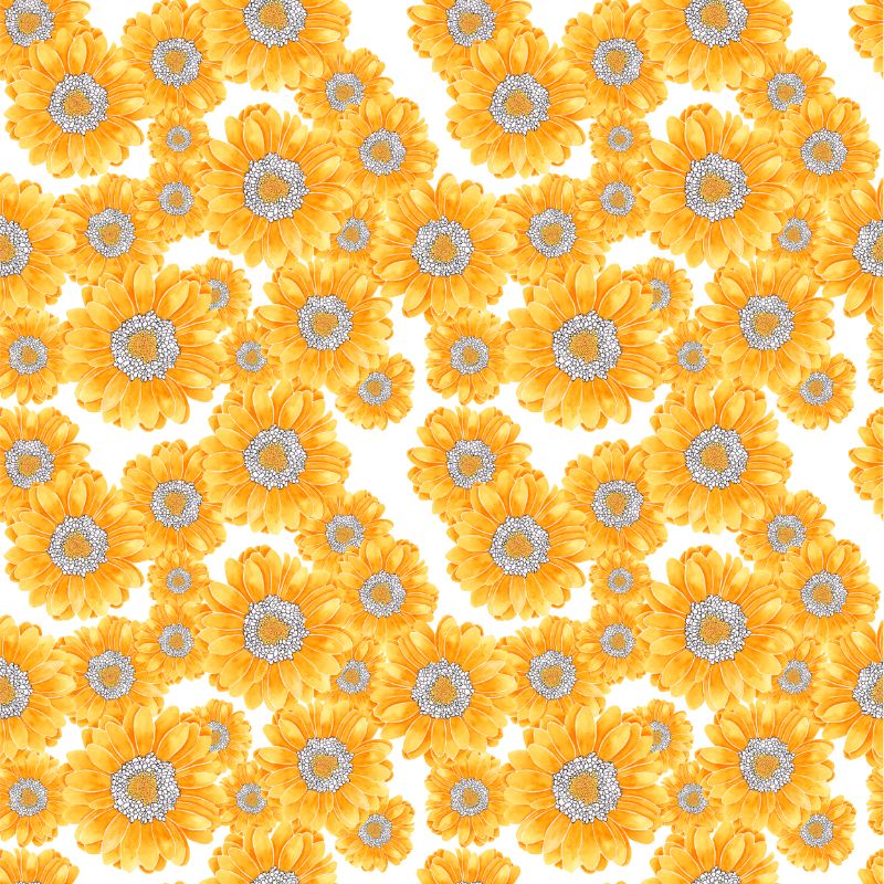 Yellow floral textile pattern