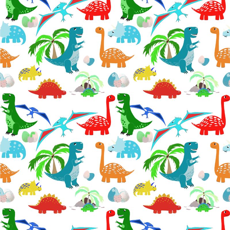White dinosaurs repeat pattern for textiles