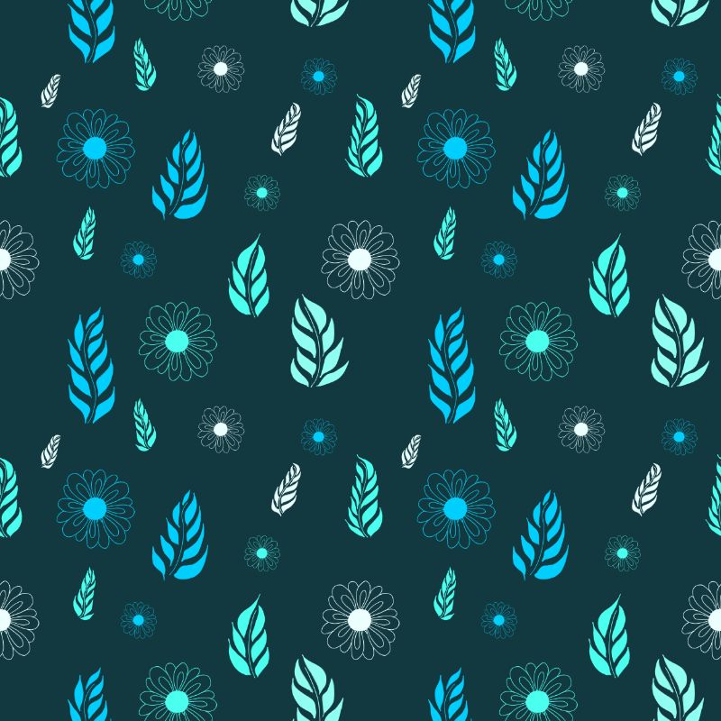 Daisies & Leaves Green Textile Pattern